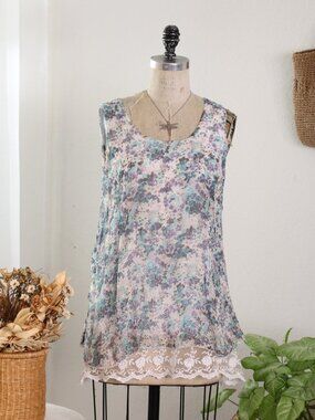 100% Silk Floral Tunic Top